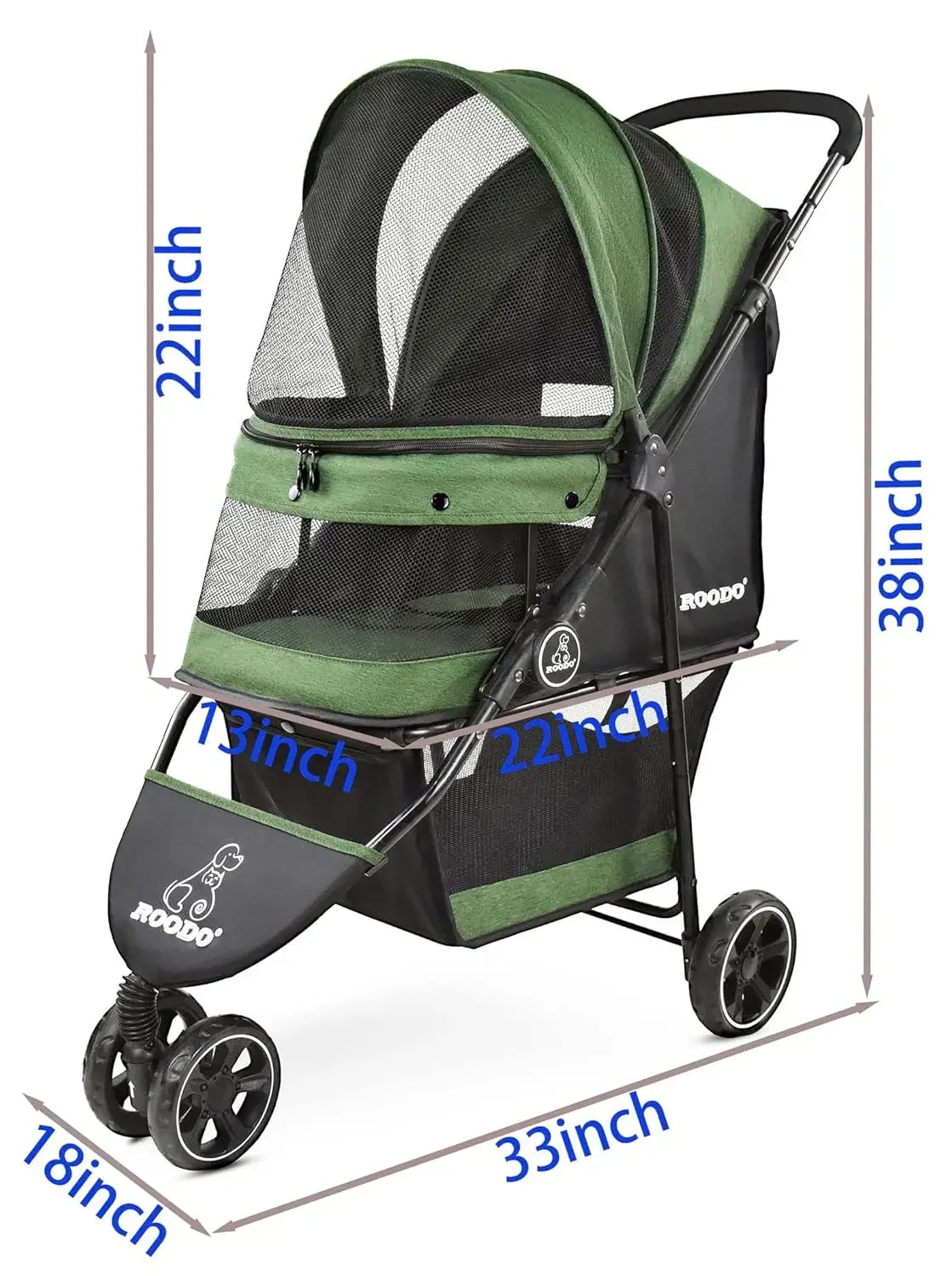 3Wheel small Pet Stroller Lightweight Foldable Compact