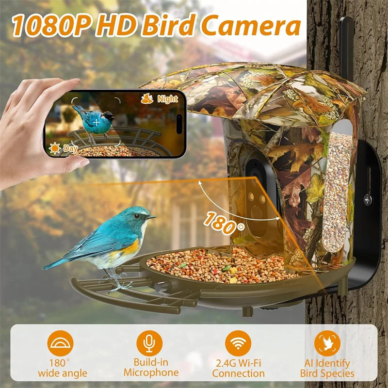 Smart Bird Feeder Camera Solar Powered