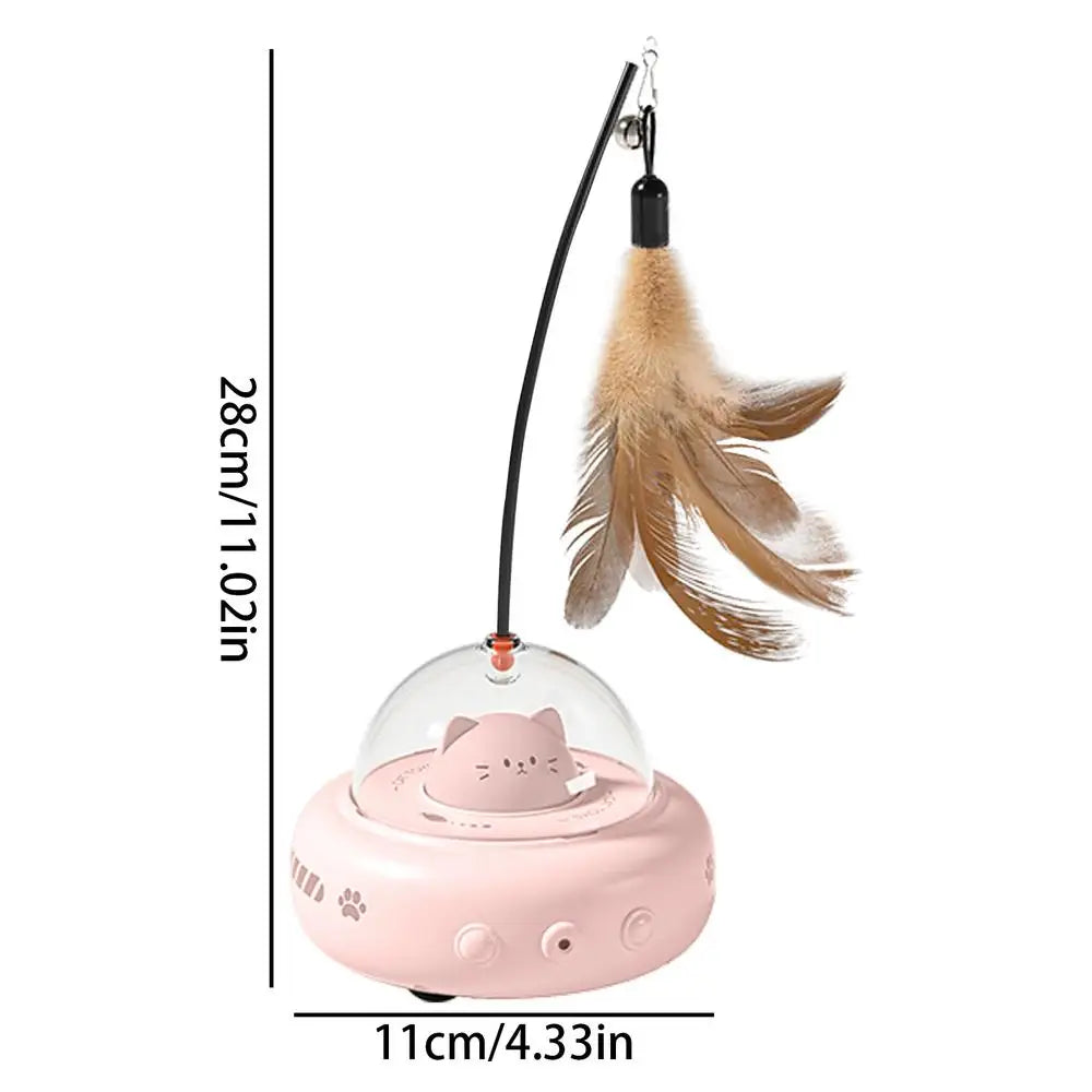 Electric Interactive Cat Toy with Feather Teaser Wand Rechargeable