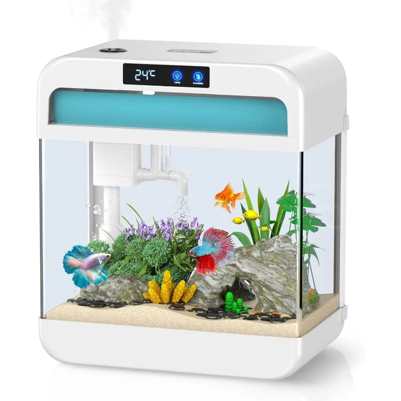 Fish Tank Aquarium 2.2 Gallon with Adjustable 3 Color Lighting