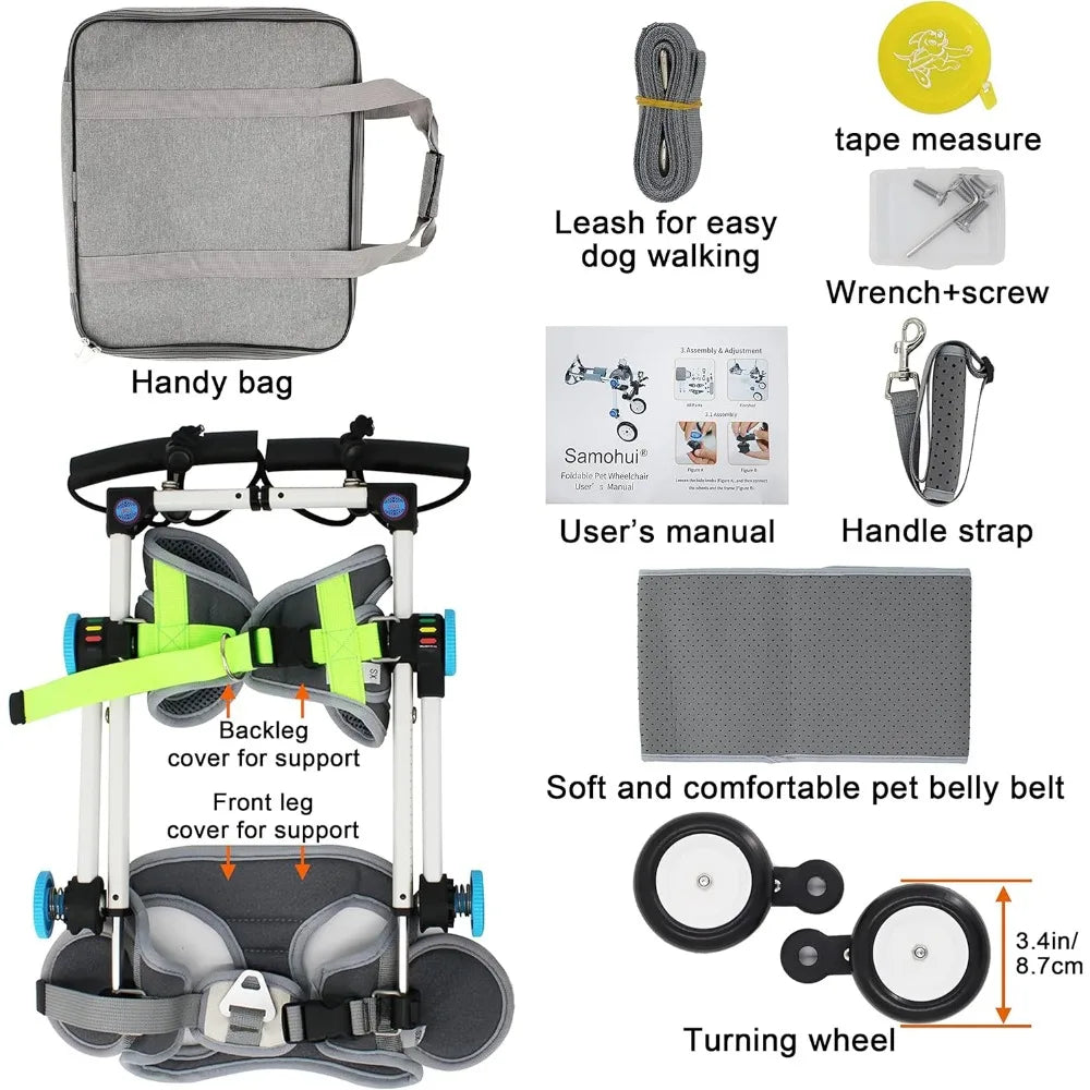 Dog Wheelchair Fordable for Small Pets with Paralyzed Hind,Pet Strollers