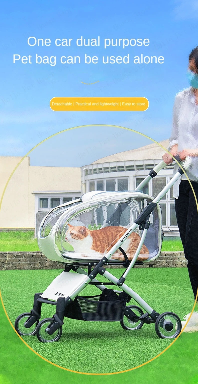 Pet Dog Stroller Detachable Pet Car Bag Transparent