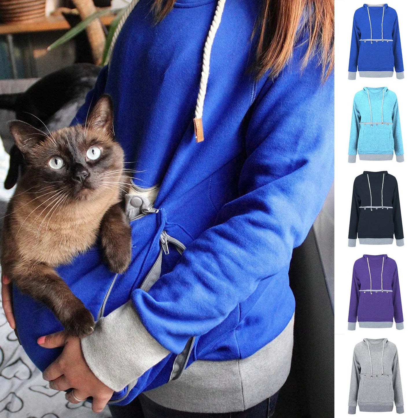 Winter Plush Cute Carrier Holder Hoodies Women Sweatshirts