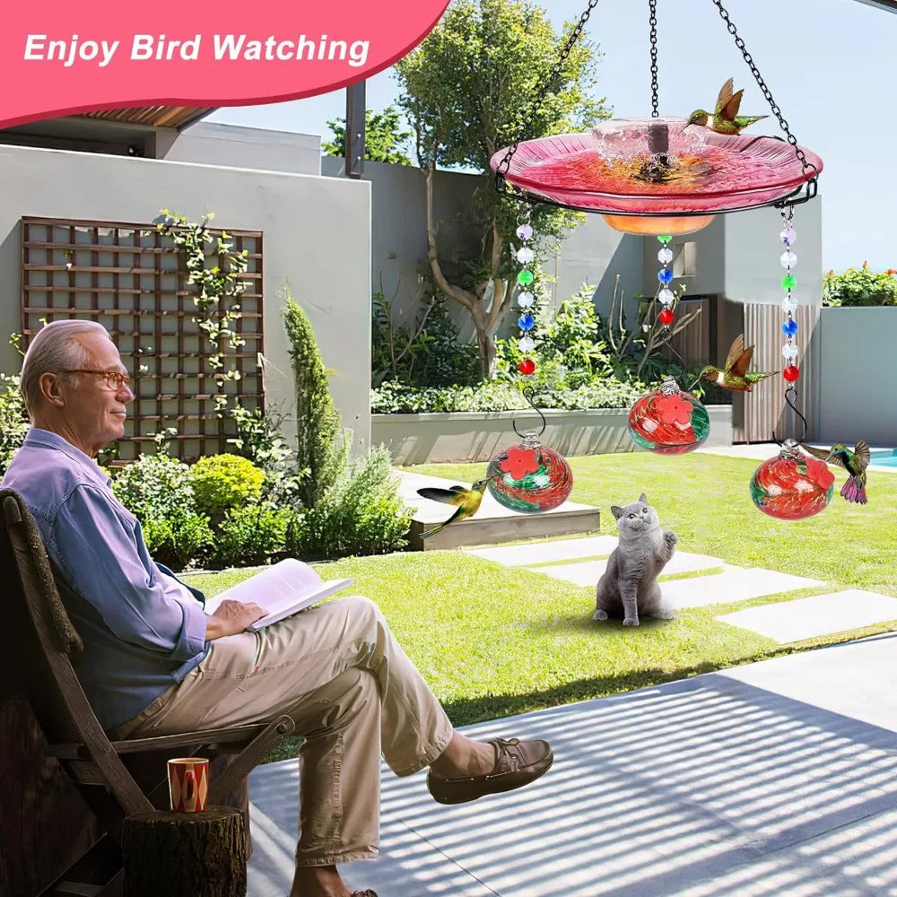 Hummingbird Feeder and Bird Bath