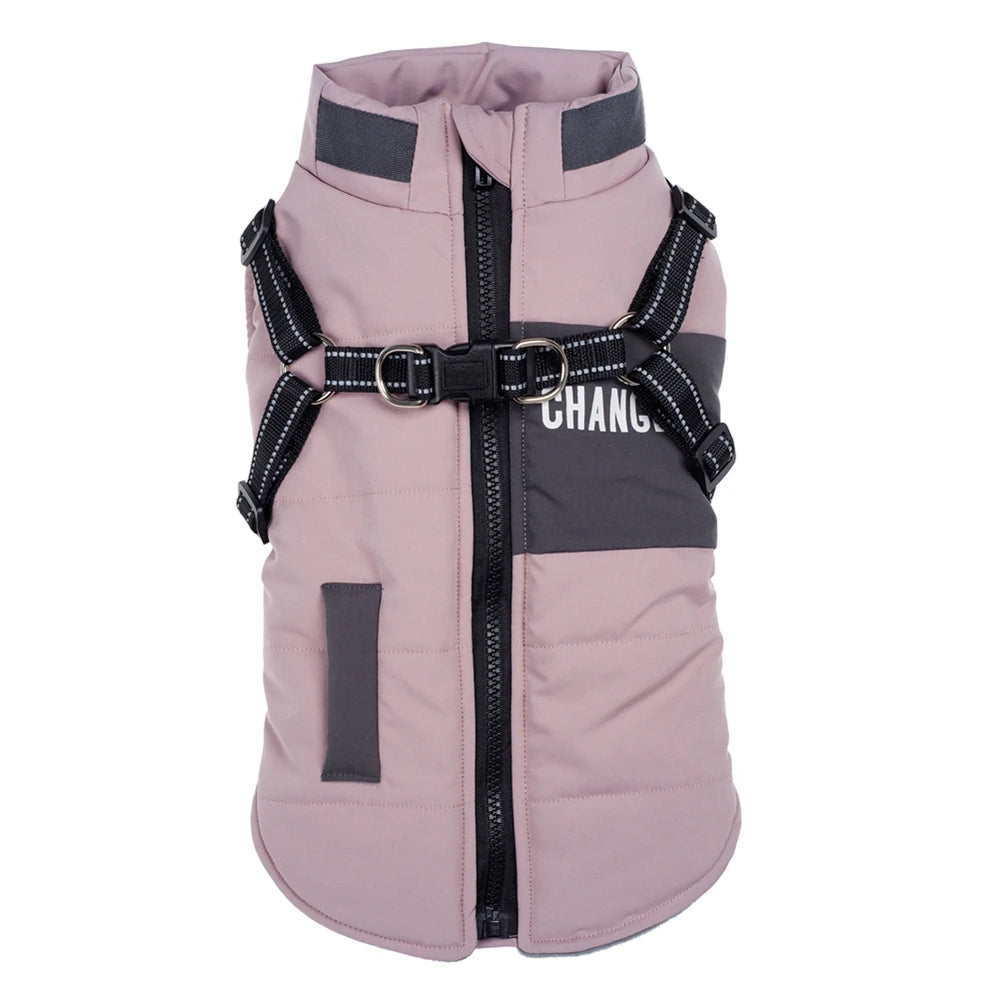 Pet Jacket With Harness Winter Dog Clothes