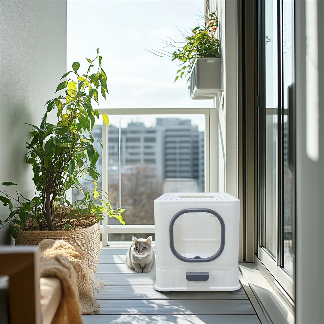 BingoPaw Cat Litter Tray Box: Foldable Top Entry Extra Large Cats Toilet