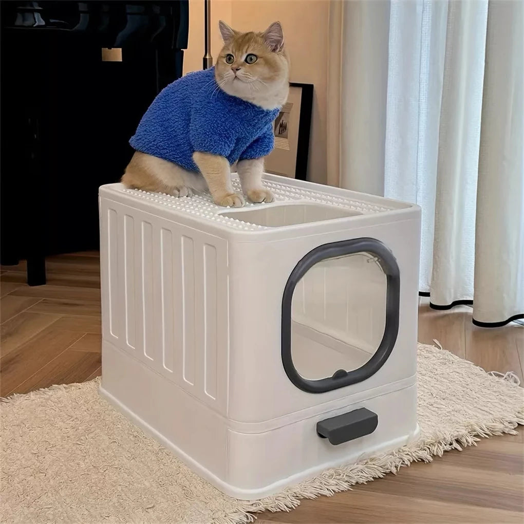 Leak-proof Enclosed Cat Litter Box Pull Drawer Training Toilet with Scooper