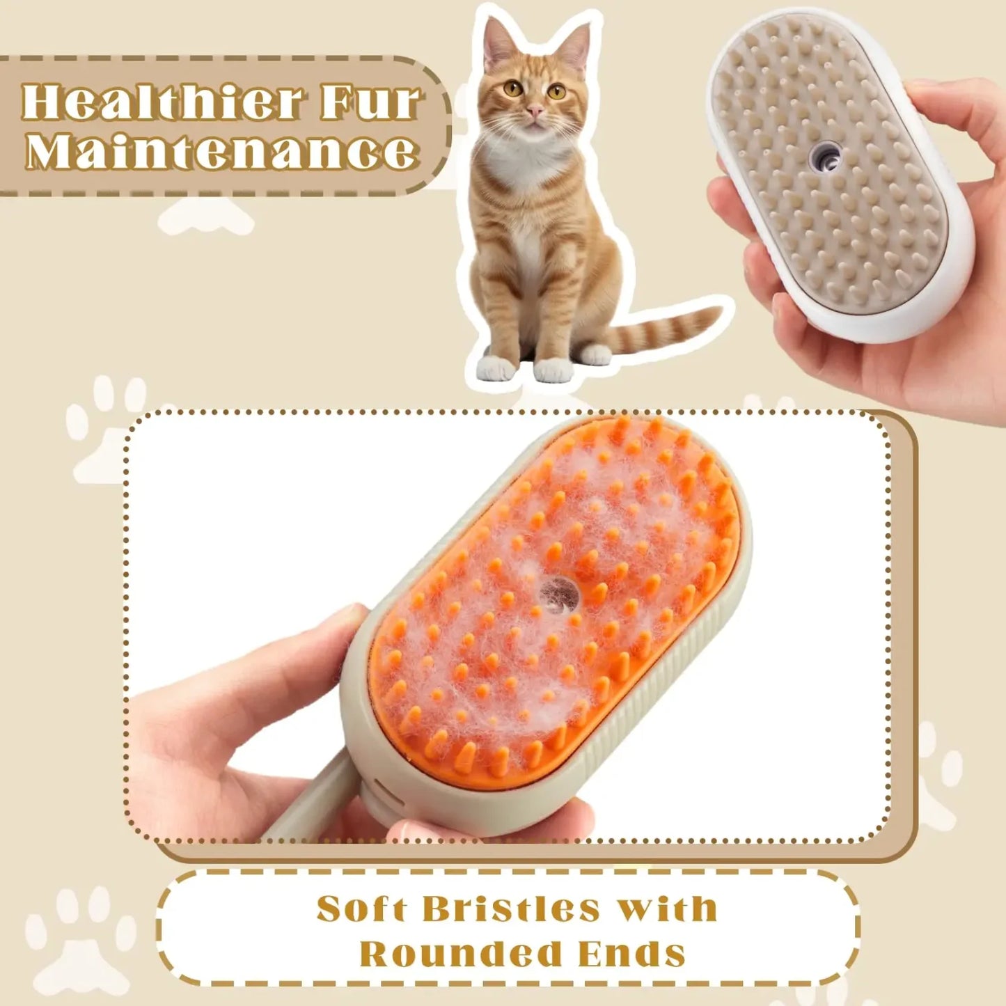 Steam Brush Cat or Dog Cleaning Steamy Spray