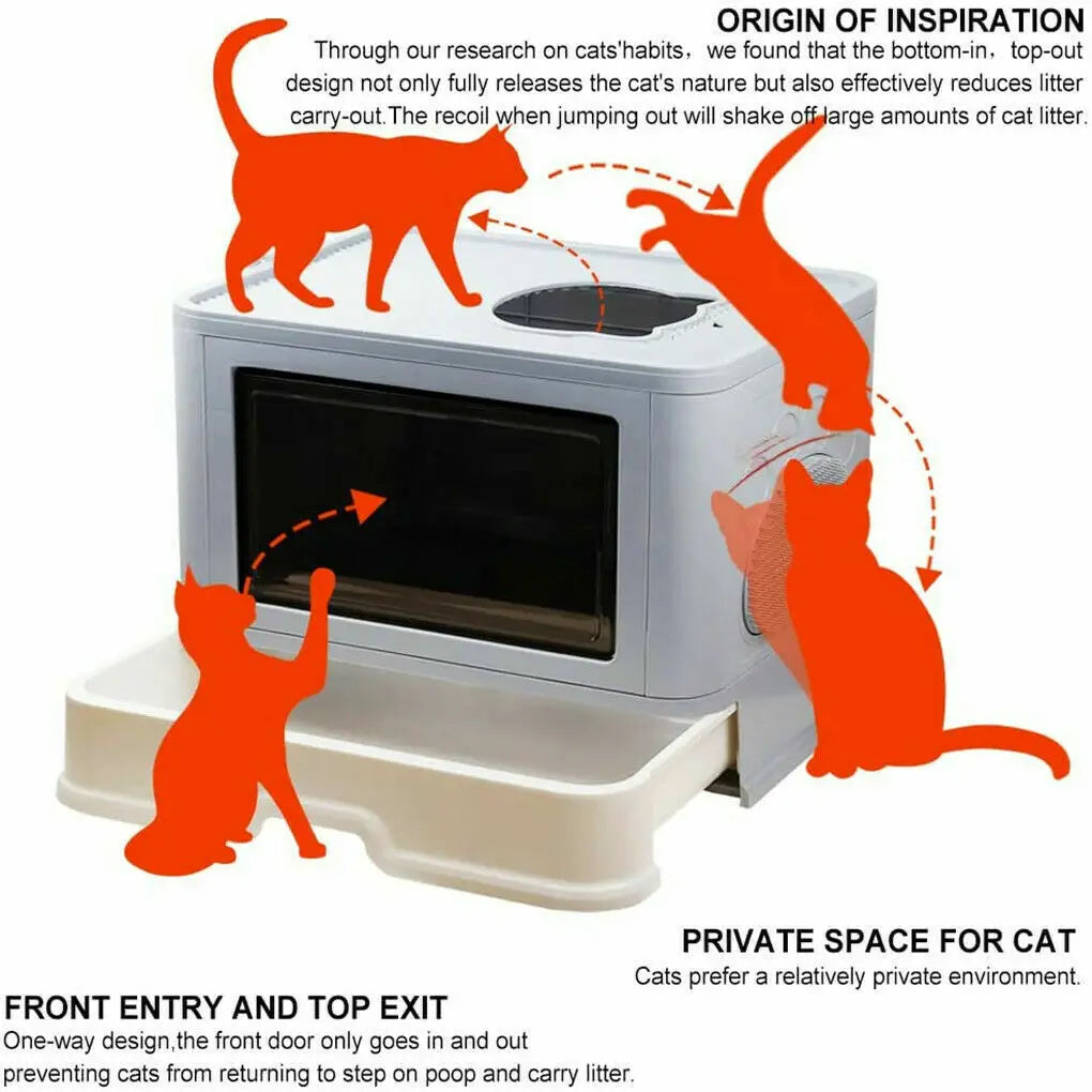 Foldable Cat Litter Box Front Entry & Top Exit Boxes