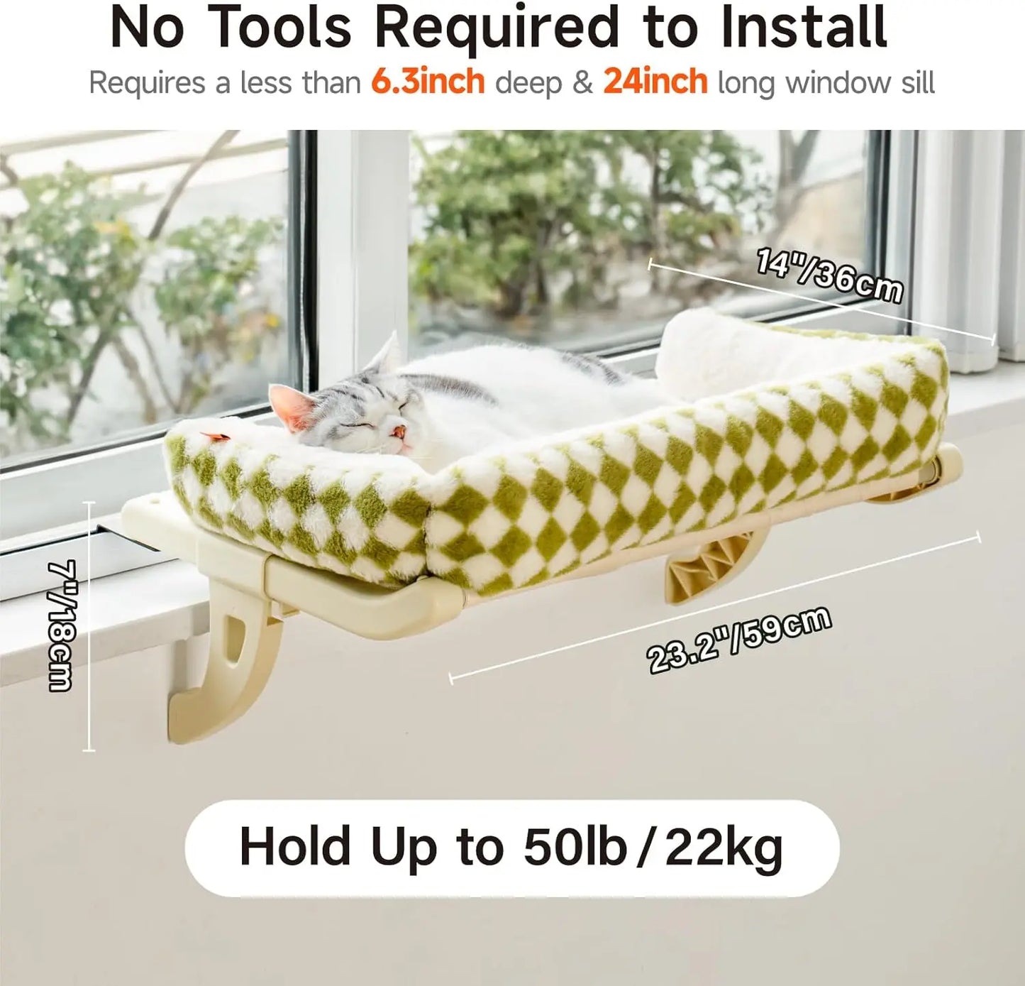 Mewoofun Cat Hammock One-Step Sliding Adjustment for Window