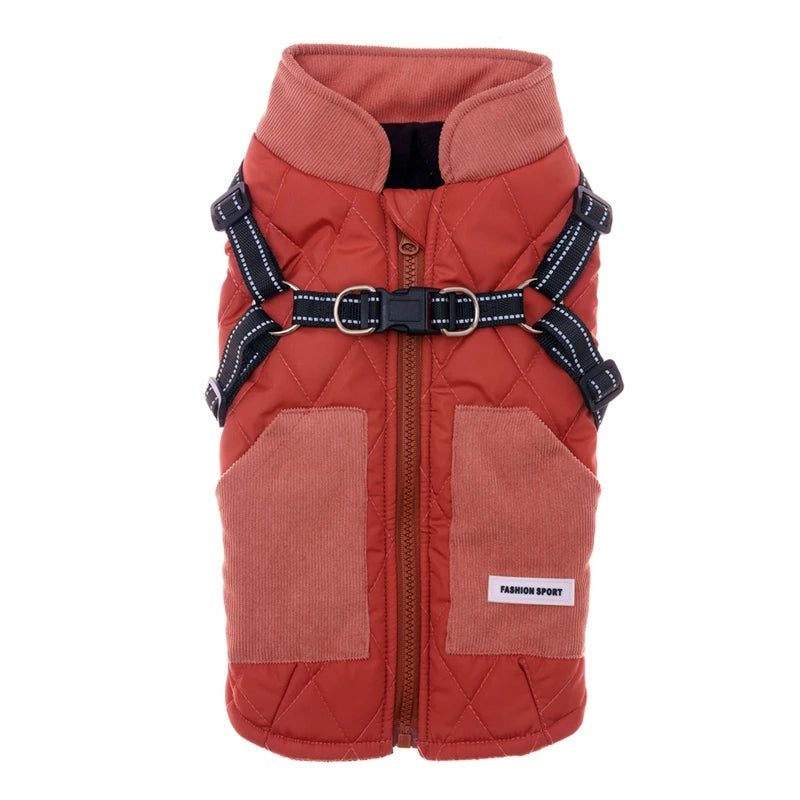 Winter Dog Windproof Coat With Harness
