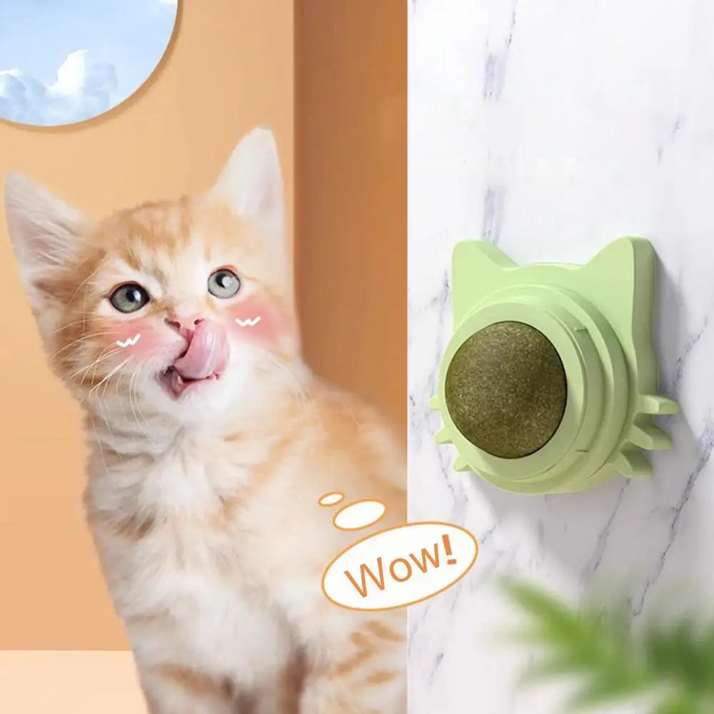 Cat Toy Catnip Ball Rotating Kitten Wall Toys