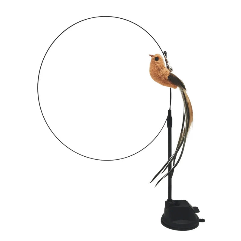 Interactive Cat Toy Simulation Feather Bird with Suction Cup