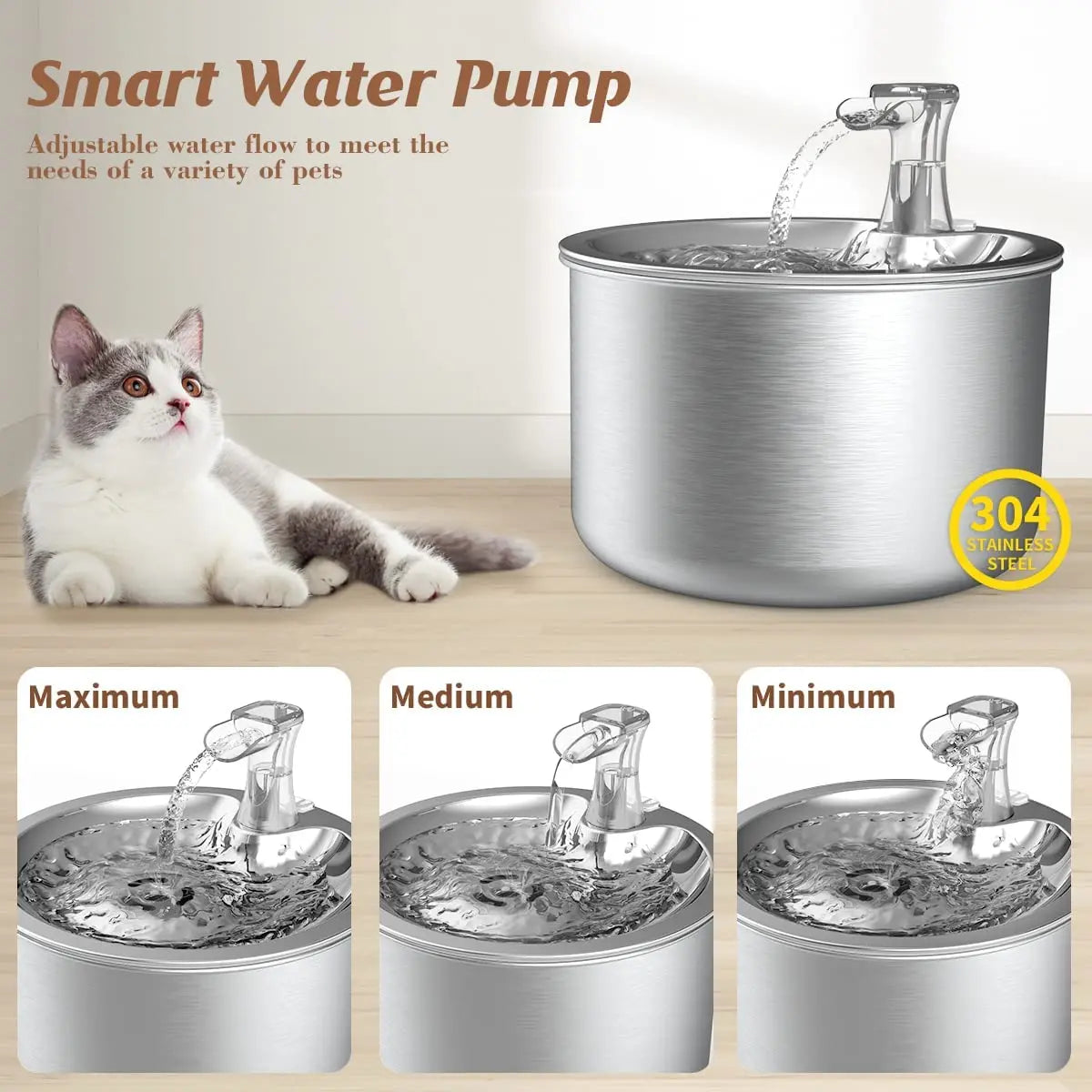2L fully stainless steel pet water dispenser Automatic fountain
