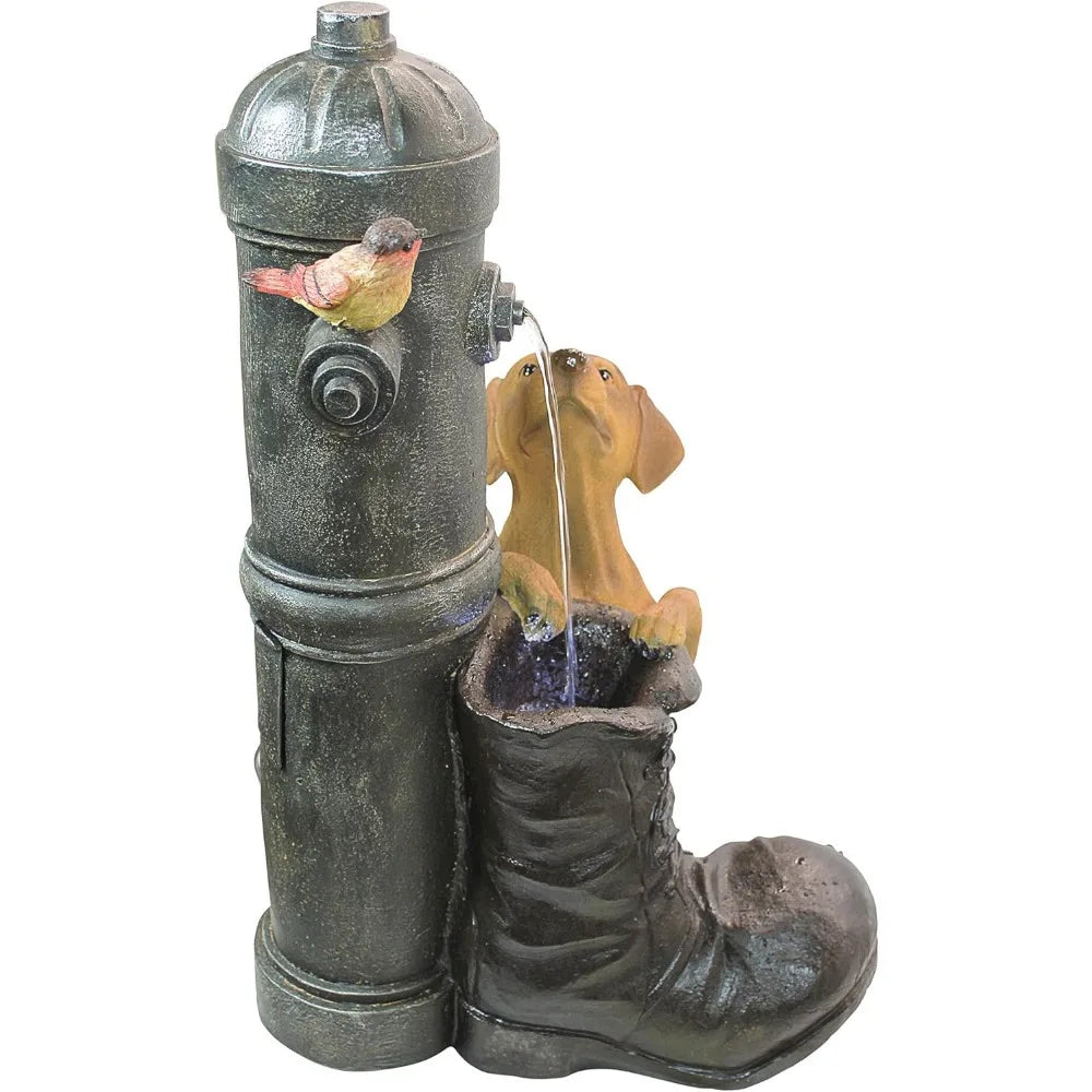 Fire Hydrant Pooch Sculptural Fountain gardening