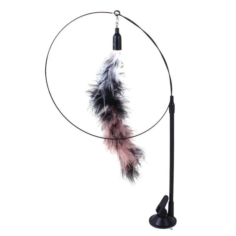 Interactive Cat Toy Simulation Feather Bird with Suction Cup