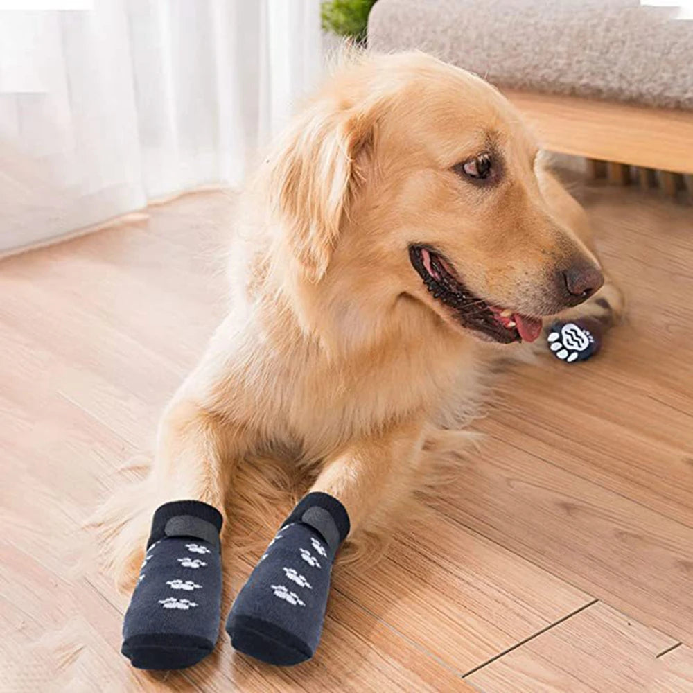 4pcs Anti-Slip Pet Dog Cat Socks with Adjustable Straps for Pets Paw