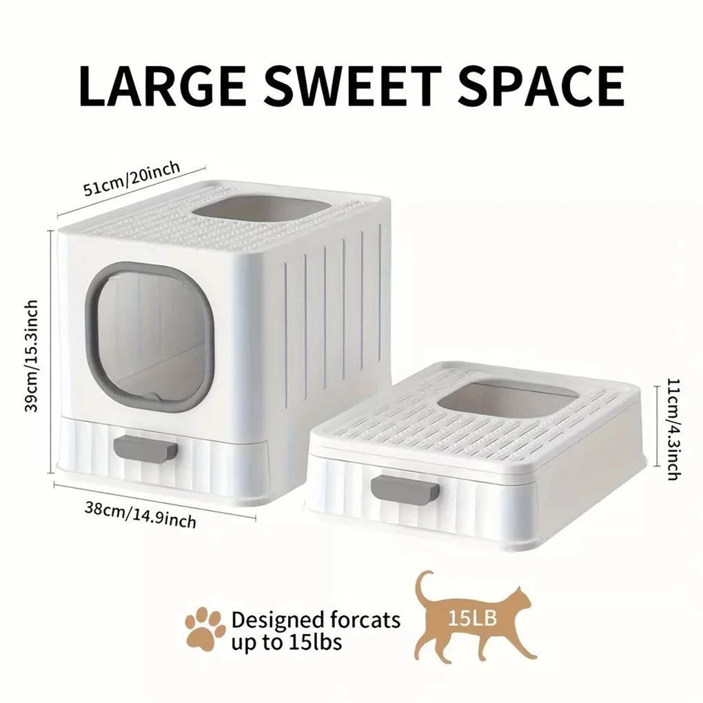 Leak-proof Enclosed Cat Litter Box Pull Drawer Training Toilet with Scooper
