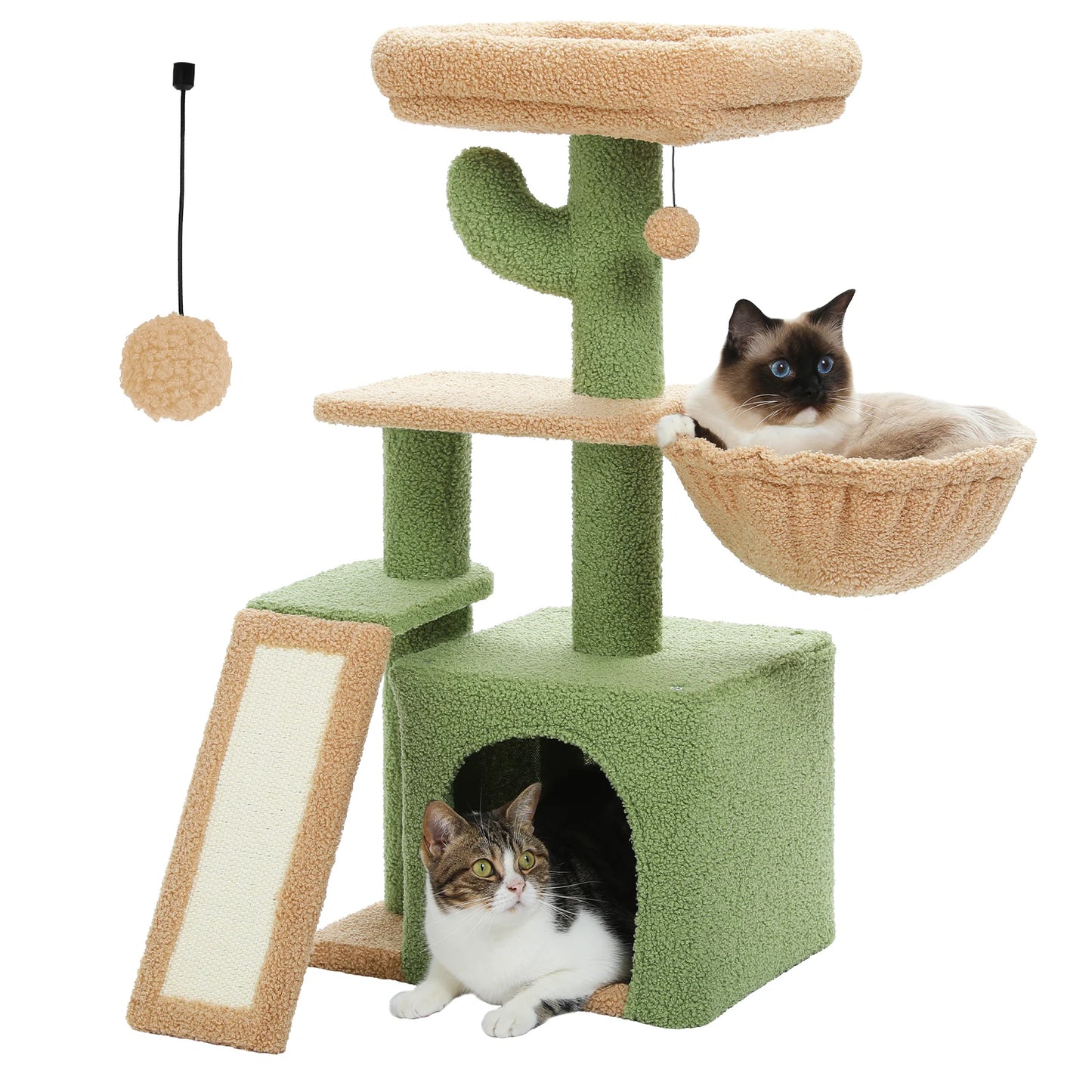 Small Cat Tower for Indoor Tree with Large Hammock