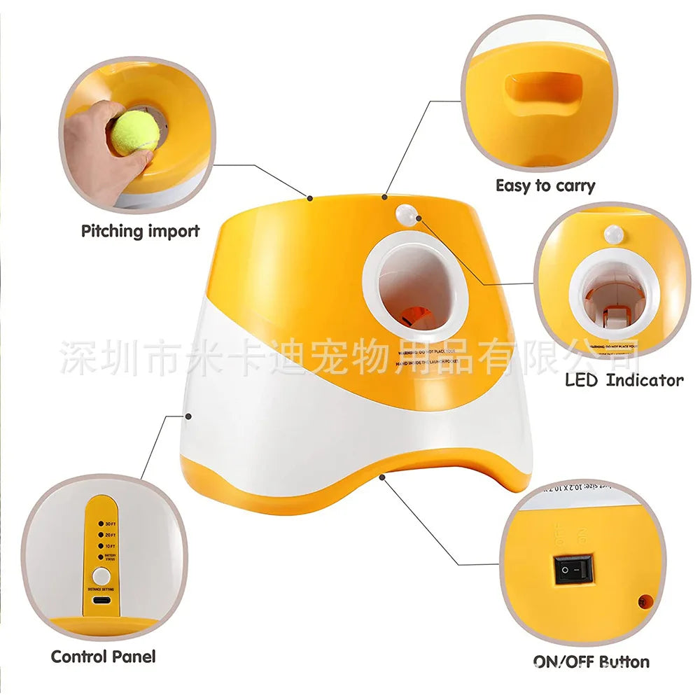 Automatic Launcher Interactive Dog Toy Tennis Toss Machine Thrower