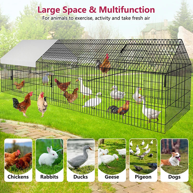 Chicken Coop Large Metal Chicken Pen Outdoor Fence
