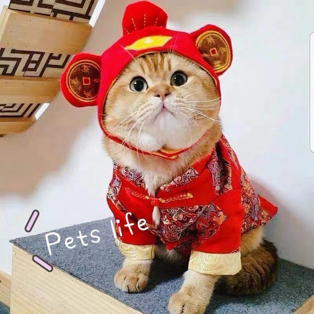 Pet Chinese Style Clothes New Year Dog Or Cat Tang Suit