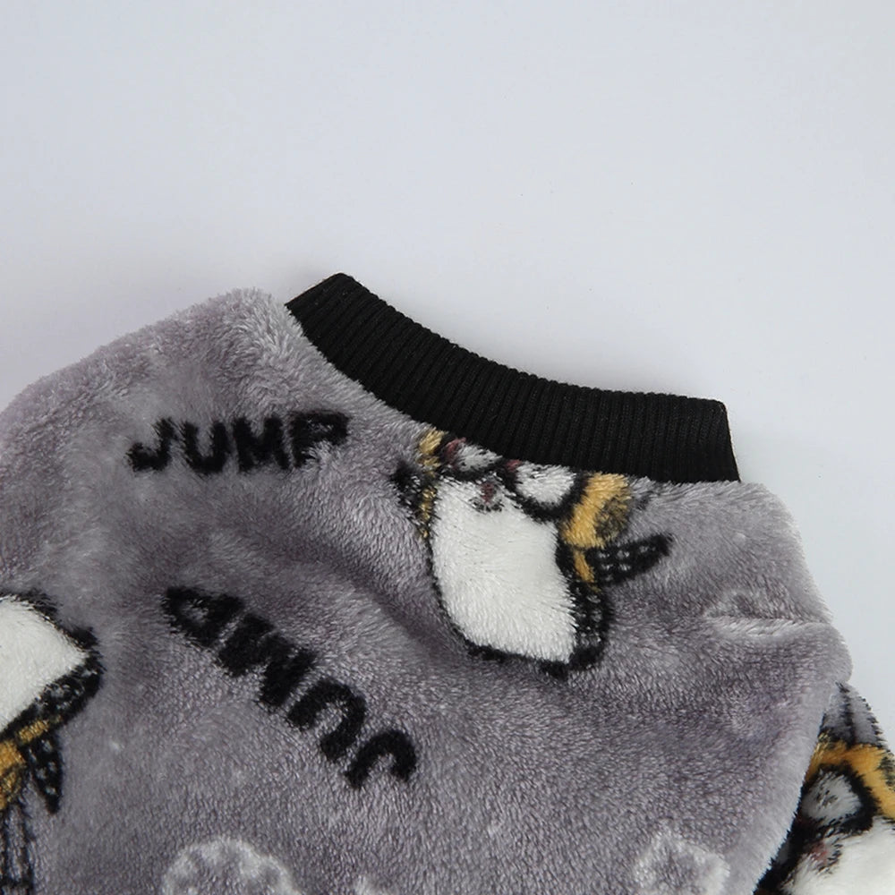 Fleece Dog Pajamas Winter Clothes Cartoon Warm Jumpsuits Coat