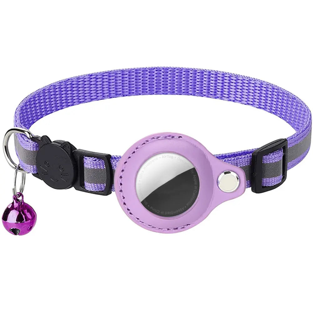 For Apple AirTag Pet Collar with Bell Safety Buckle GPS Tracker Holder