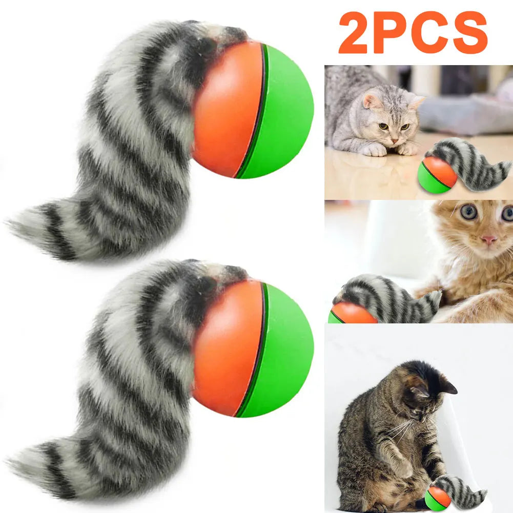 2PC/1PC Cat Interactive Ball Toys Automatic Rolling Ball Rechargeable