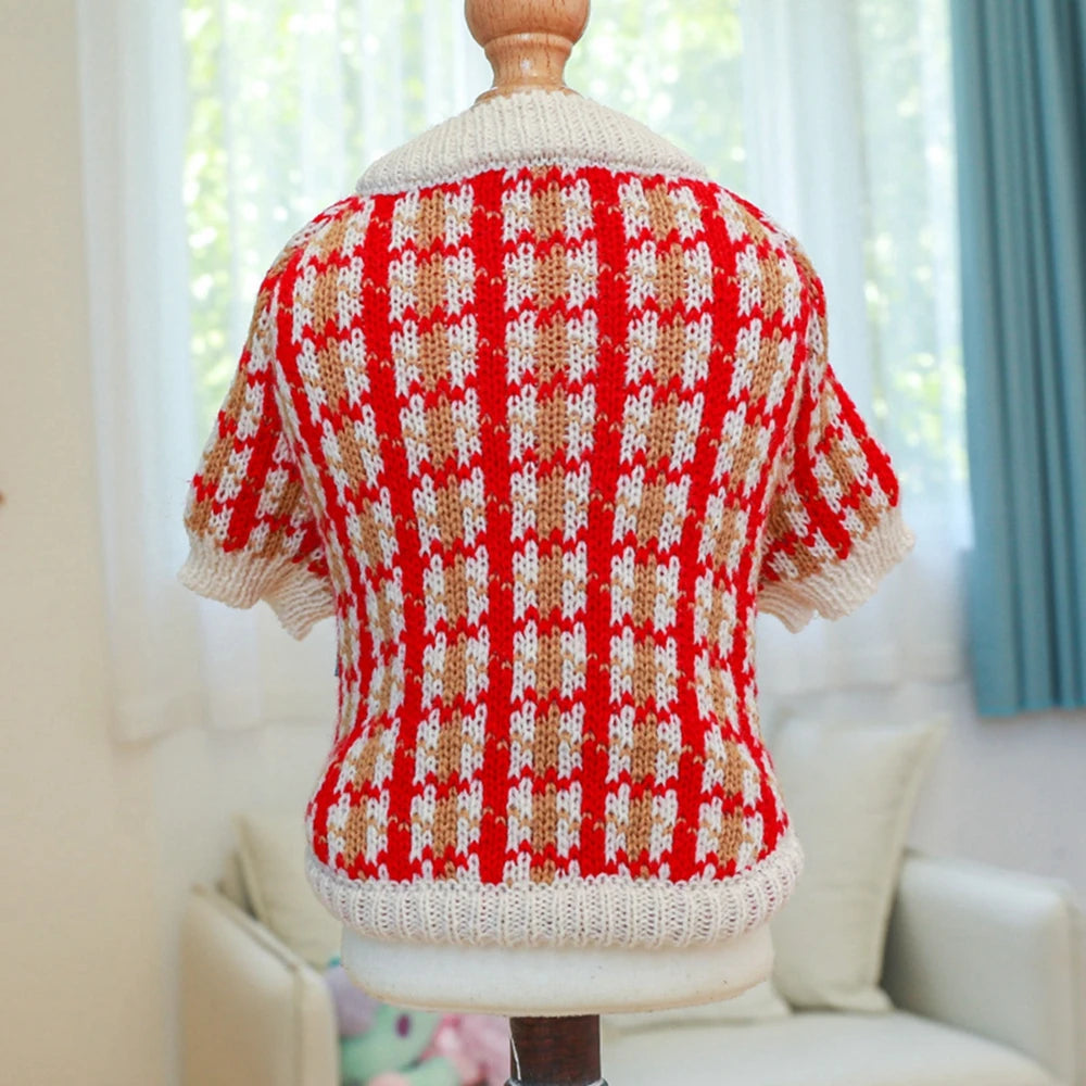 Christmas Dog Sweater Warm Knitted Bowtie Sweater