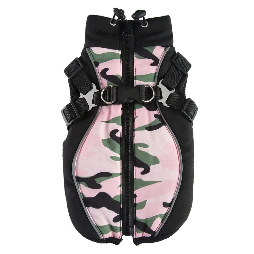 Winter Pet Dog Jacket With Harness Warm Dog Clothes