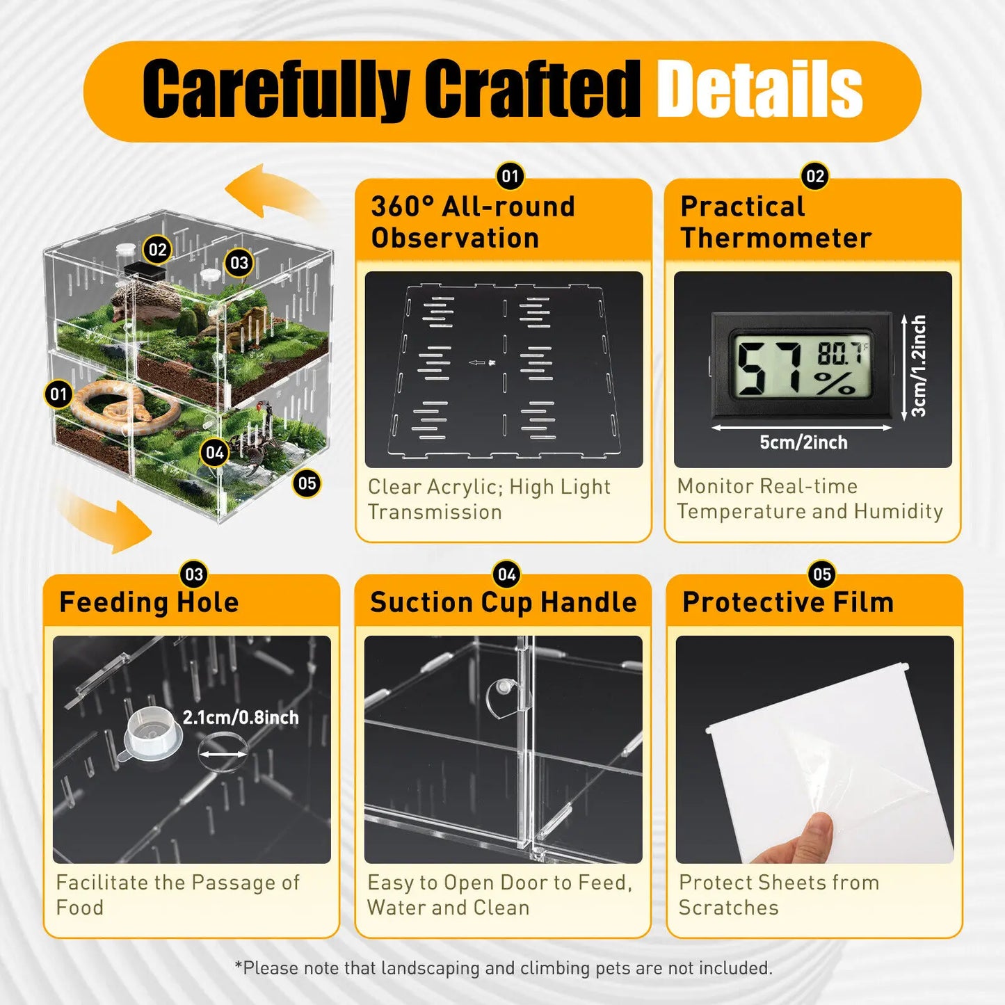 4 Grids Acrylic Pet Reptile Cage Breeding Box Terrarium