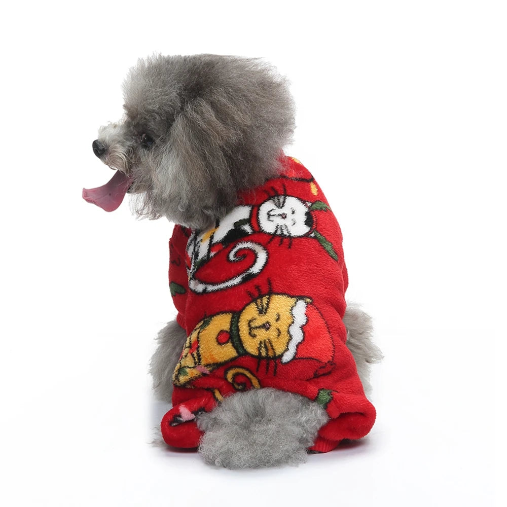 Christmas Pet Clothes Winter Warm Jumpsuits