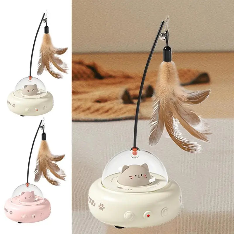 Electric Interactive Cat Toy with Feather Teaser Wand Rechargeable