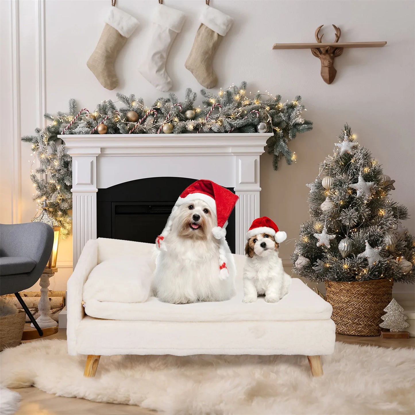 Elevated Pet Bed,Nordic Stool Bed with Cozy Pad Waterproof