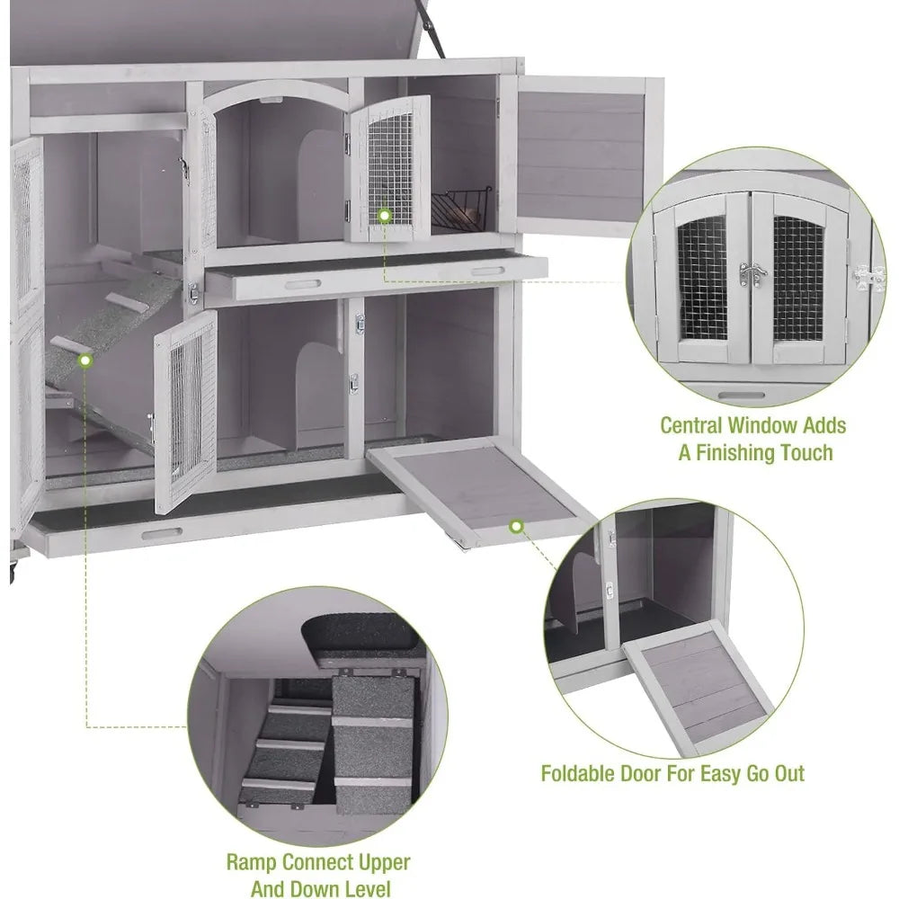Rabbit Hutch Indoor Outdoor Bunny House
