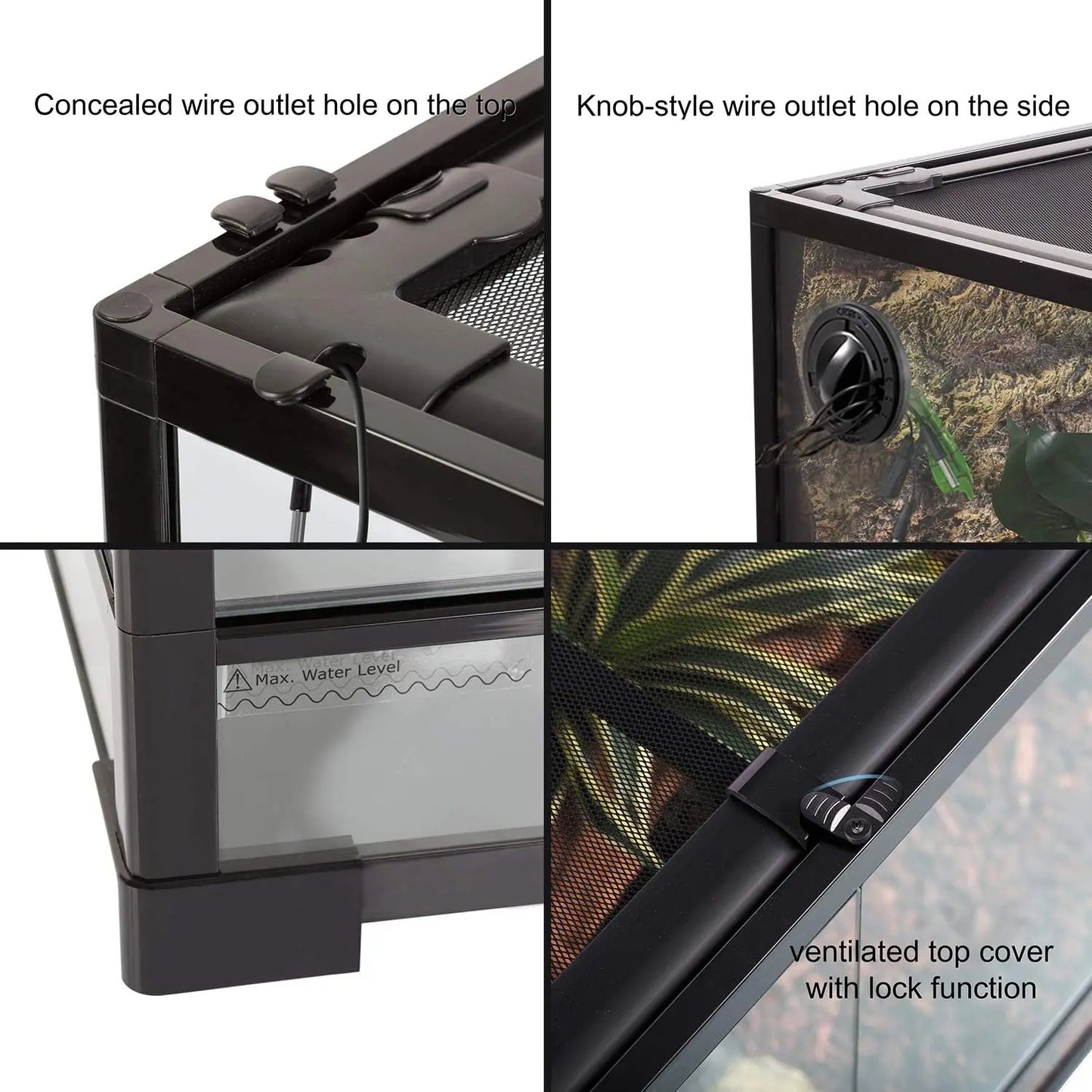 Reptile Tall Glass Terrarium Habitat Double Hinge Door