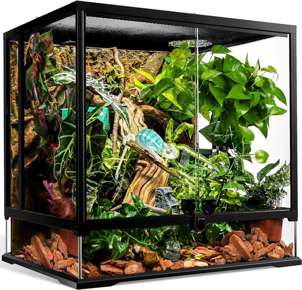 43 Gallon Professional Glass Terrarium 24"x18"x24" Durable Reptile Habitat