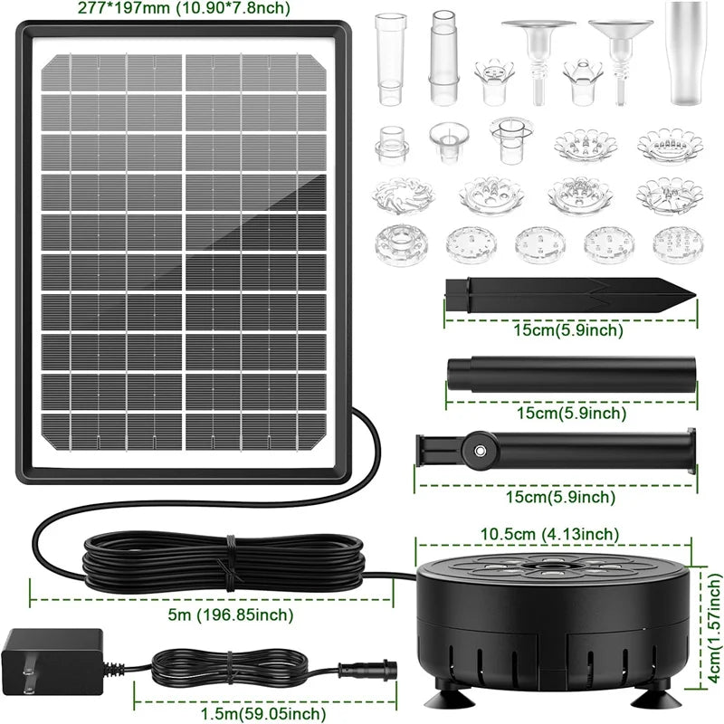 10W Rechargeable Solar Fountain Pump with Remote Control
