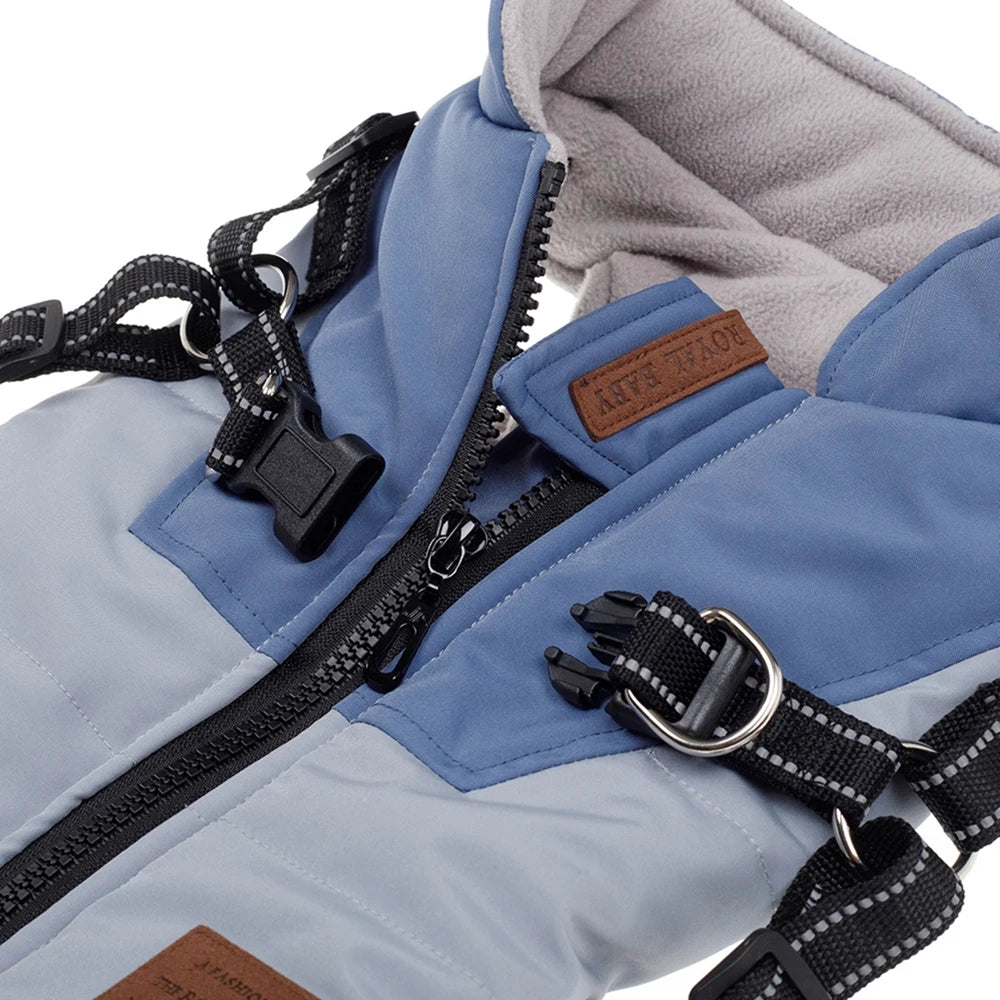 Waterproof Pet Dog Jacket With Harness Winter Warm
