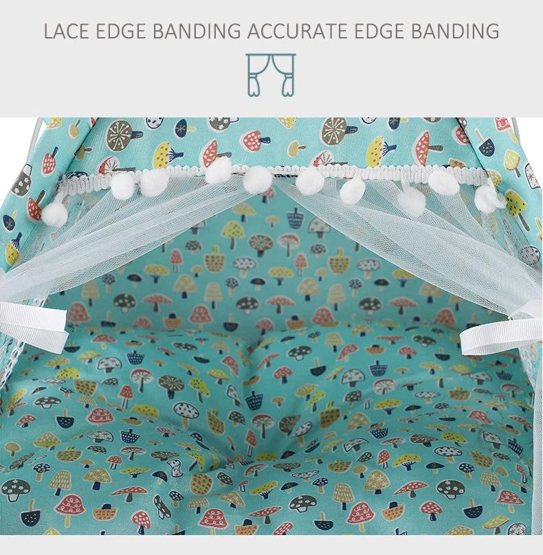 ZK20 Pet Dog Tent House Floral Print Enclosed Tent Bed