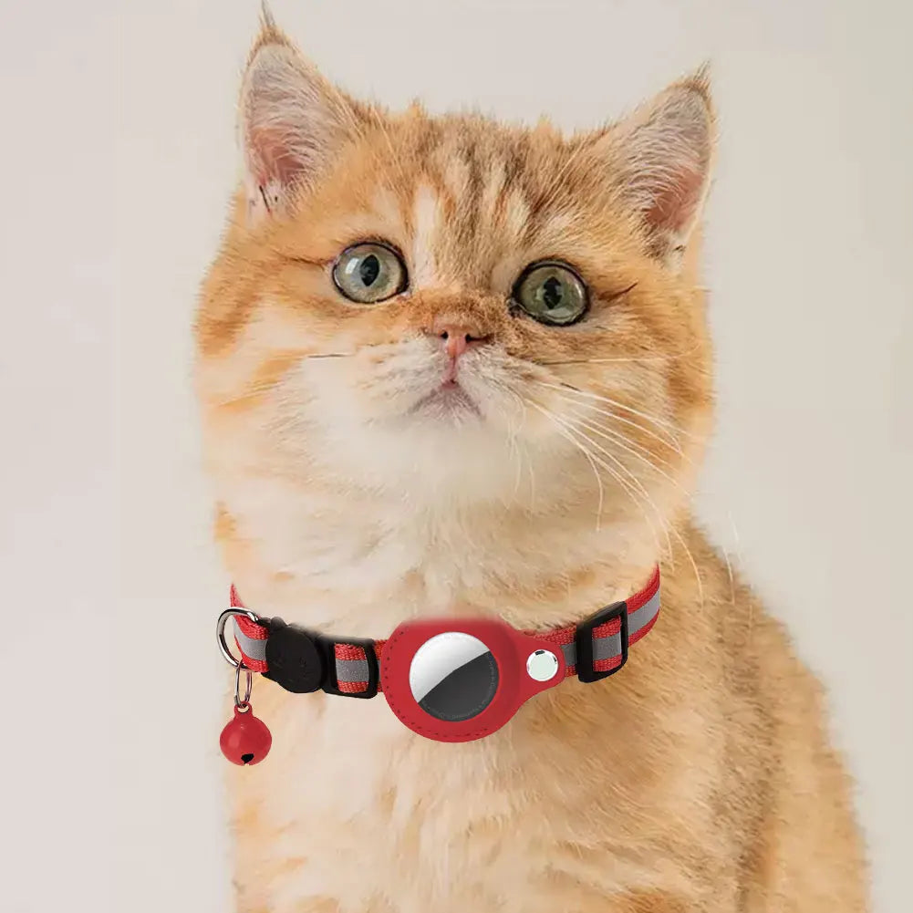 For Apple AirTag Pet Collar with Bell Safety Buckle GPS Tracker Holder