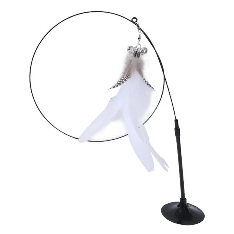Interactive Cat Toy Simulation Feather Bird with Suction Cup