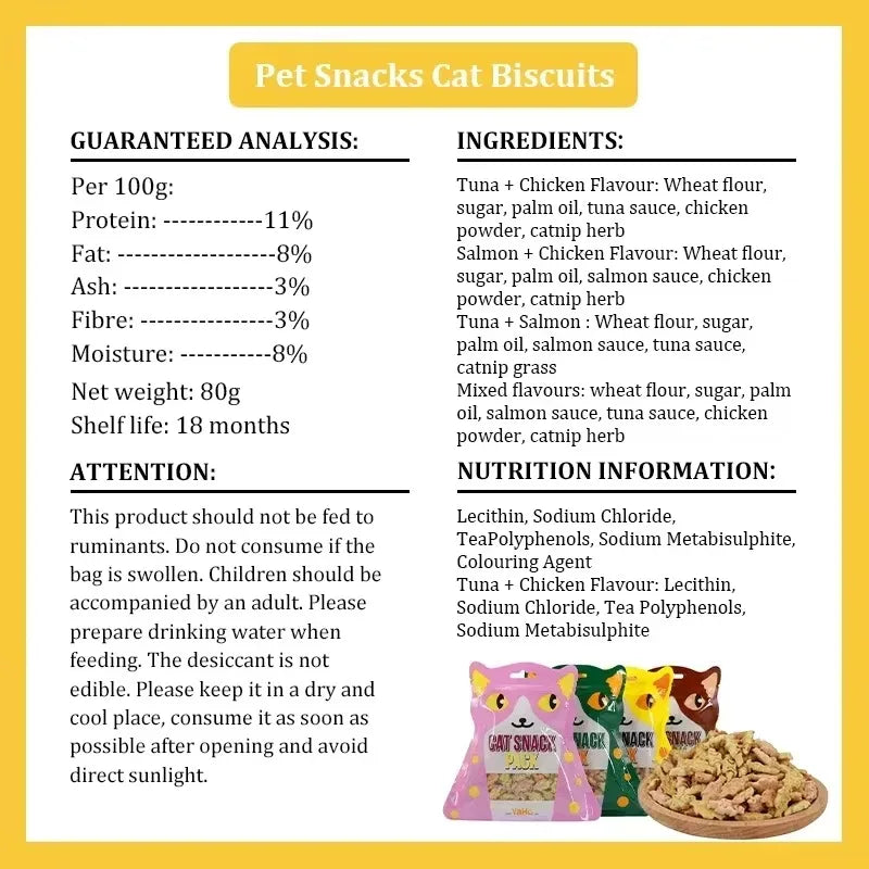 Cat Biscuits Salmon Snacks Multiplicity Nutrition Health
