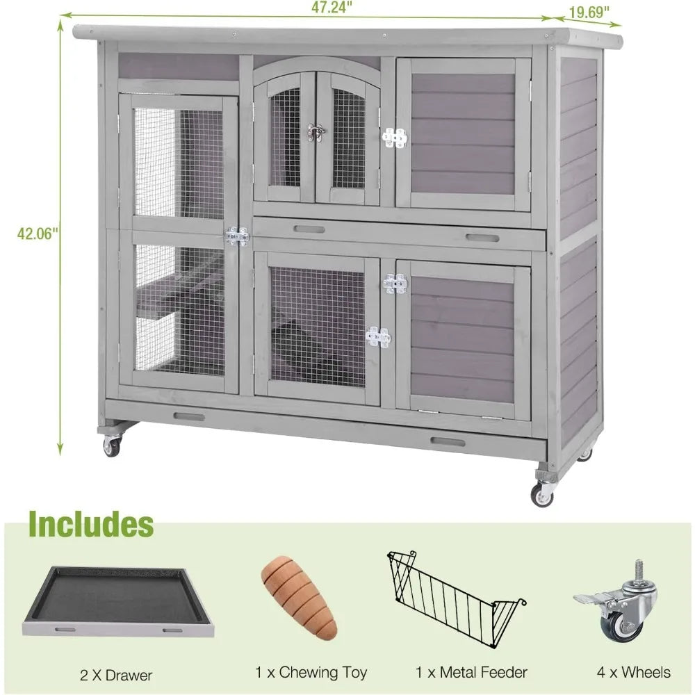Rabbit Hutch Indoor Outdoor Bunny House
