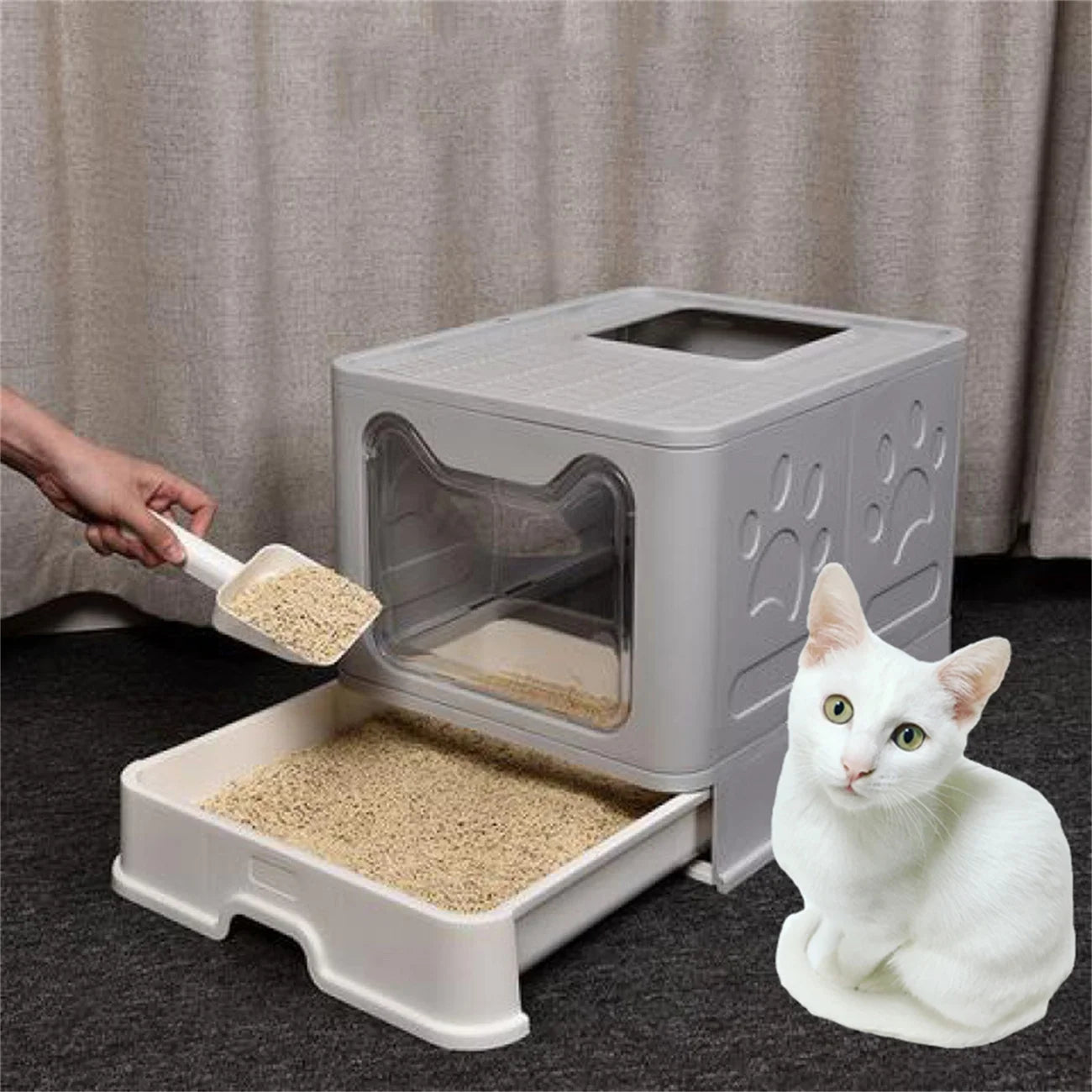 XXL Large Space Foldable Cat Litter Box