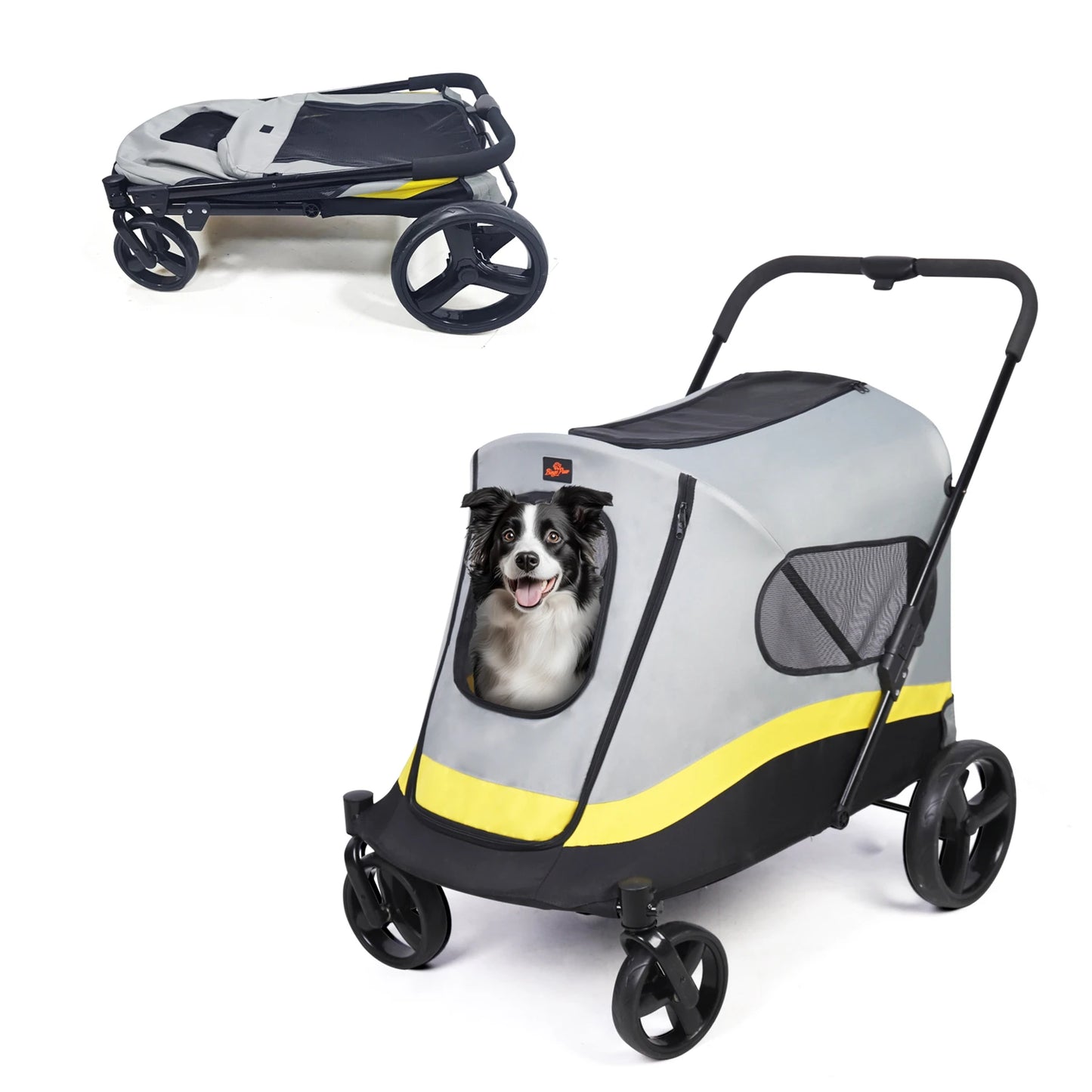 One-Click Folding Pet Stroller for Large Dogs