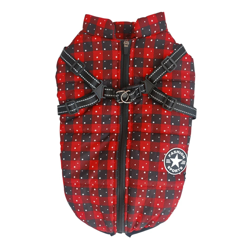 Winter Pet Dog Jacket With Harness Warm Dog Clothes