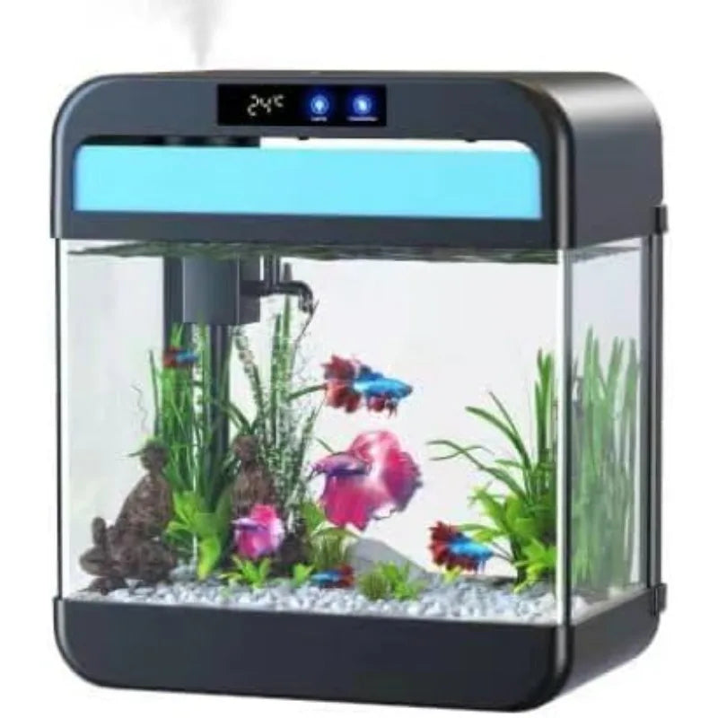 Fish Tank Aquarium 2.2 Gallon with Adjustable 3 Color Lighting