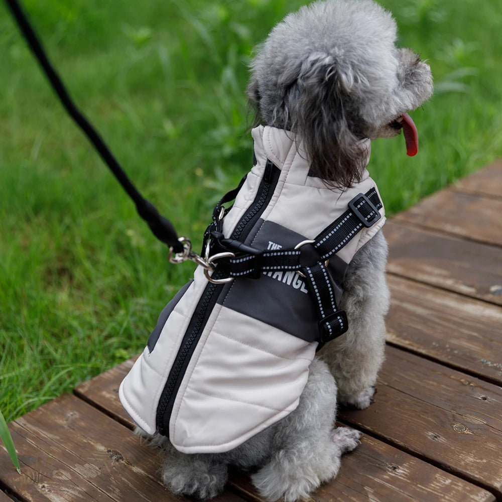 Winter Pet Dog Jacket With Harness Clothes Waterproof